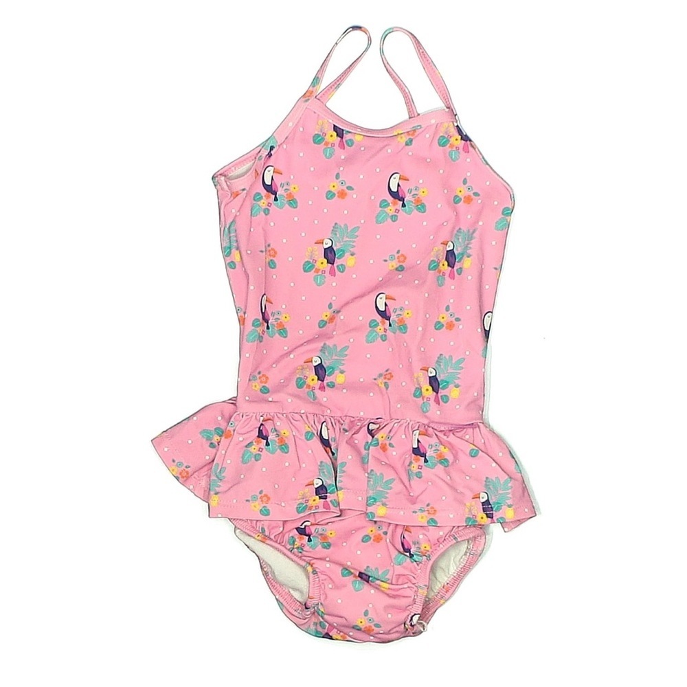 Jojo Maman Bebe Pink Toucan Print Swimsuit